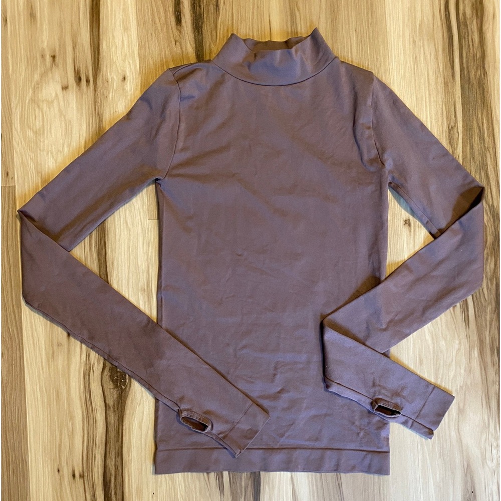 Intimately Free People‎ Seamless Mock Neck Thumbhole Top Mauve Purple XS/S Layer